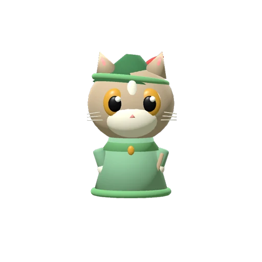 The Archer cat in a green cap