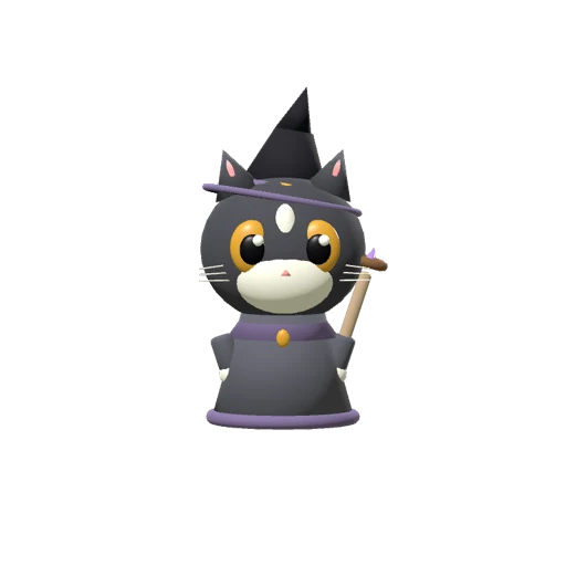 The Sorcerer cat in a pointed hat holding a staff