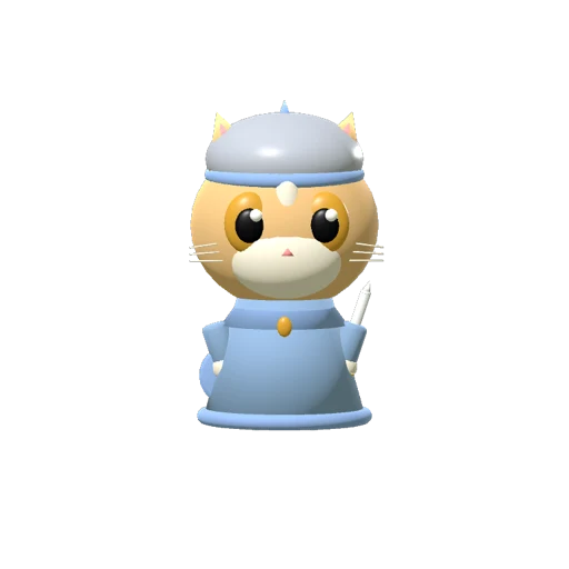 The Warrior cat in a helmet and blue robe