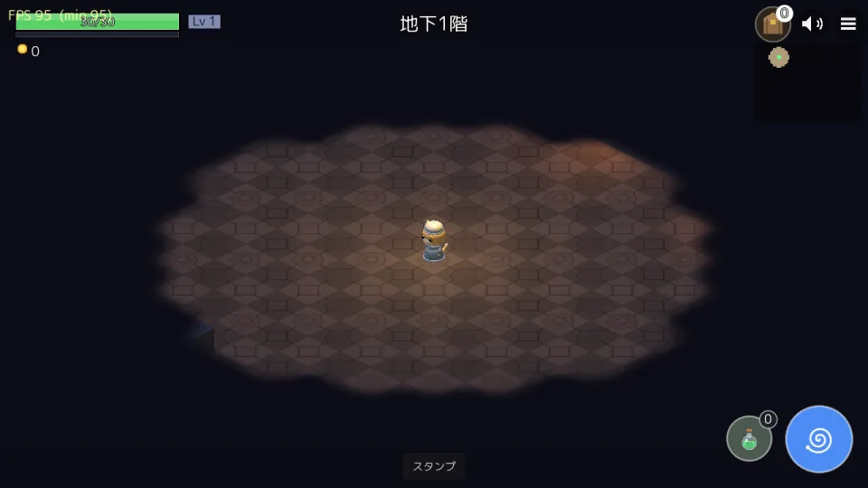 Exploring a dark dungeon where only the area lit by torchlight is clearly visible, with a minimap in the corner